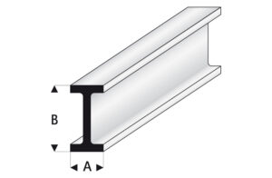 Profil en plastique I / double T 9 x 18mm