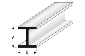 Profil en plastique double-T 2,5 x 2,5mm