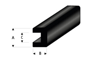 Profile de protéction en caoutchouc carré 8 x 4,8 x 4mm