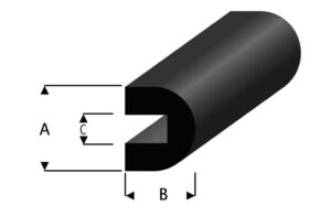 Profile de protéction en caoutschouc 6 x 5 x 2mm