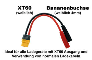 Câble convertisseur XT60 (f) - 4mm fiche bananen (f)