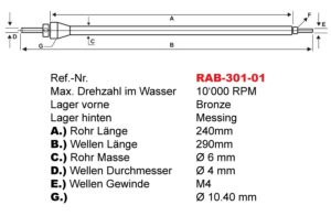 Arbre rigide pour bateaux Ø 4 mm / 290 mm avec étambot Ø 5 x 6 mm – Image 2